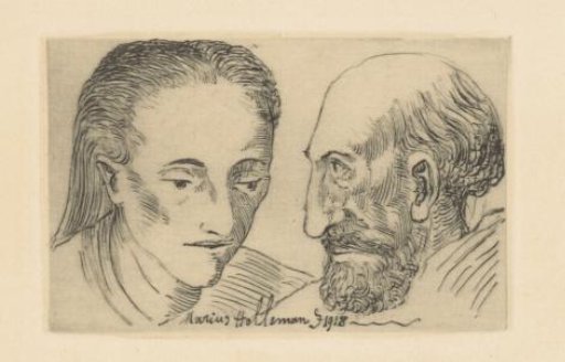 Self-Portrait, Profile, and Woman