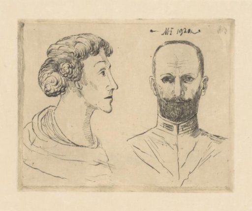 Officer and woman in profile