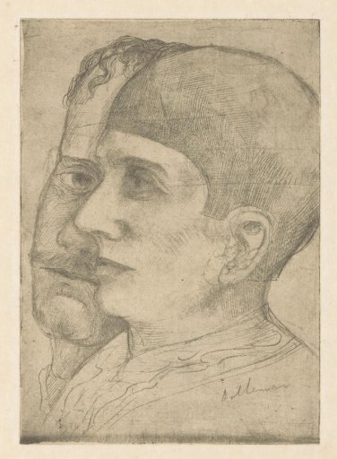 Woman and Profile and Man with a Moustache