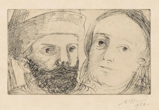 Man with a Beard and Cap and Woman