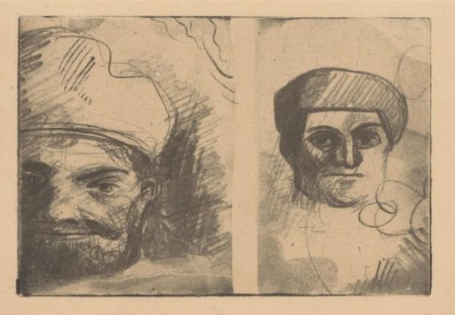 Two Men's Heads with Caps