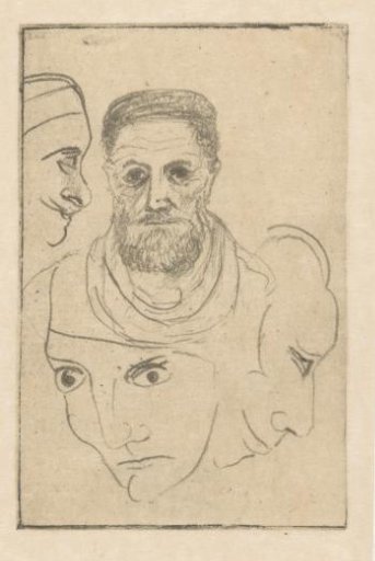 Three faces and a man with beard