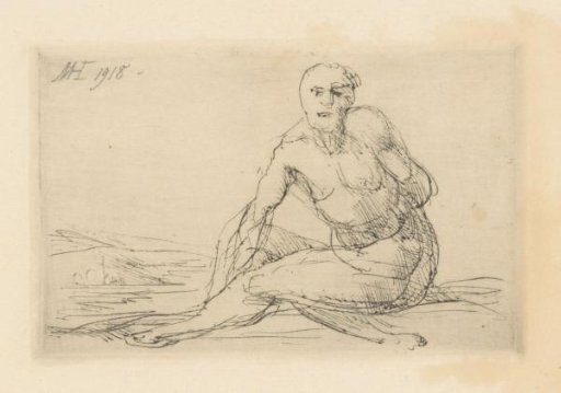Seated nude man on the ground