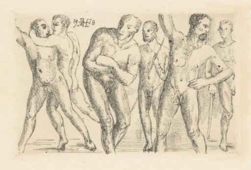 Six nude athletes