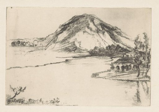 Mountain by a lake
