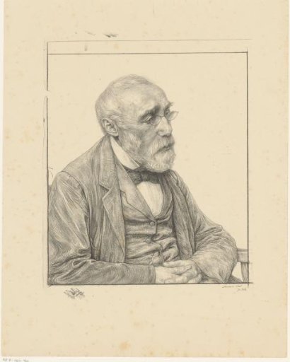 Portrait of Jozef Israëls with folded hands