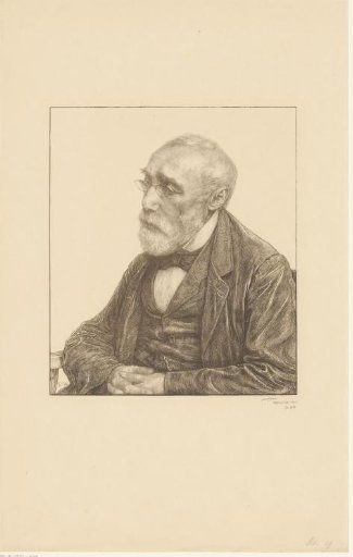 Portrait of Jozef Israëls with folded hands