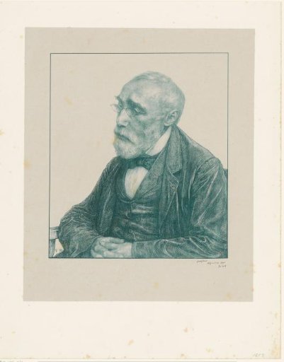 Portrait of Jozef Israëls with folded hands