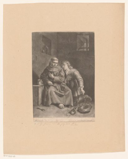 Monk hearing the confession of a prisoner