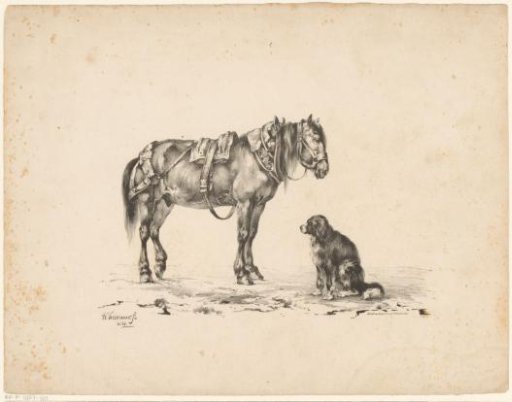 Horse and Sitting Dog