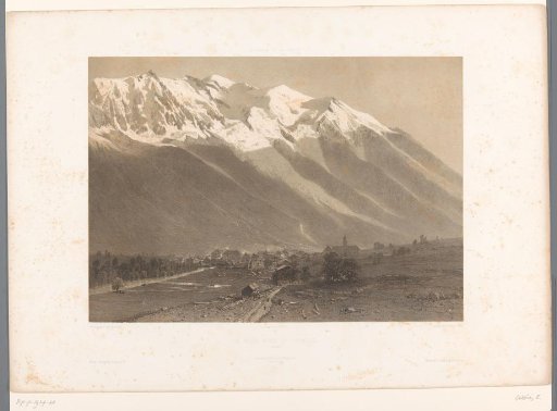 View of Chamonix at the foot of the Mont Blanc