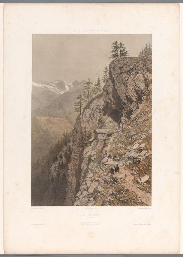 Walkers on mountain path near Chamonix and the Mont Blanc