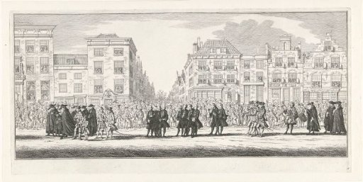 William V followed by courtiers in the funeral procession of Princess Anna of Hannover in Delft, 1759