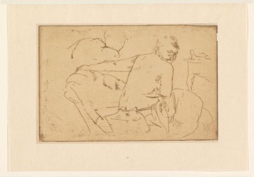 Seated female half-nude