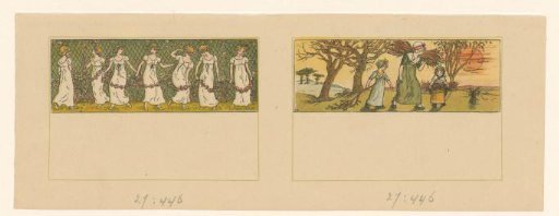 Women with a Garland and Figures Gathering Wood