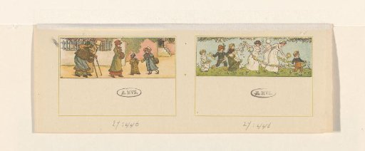 Family on the street and dancing figures