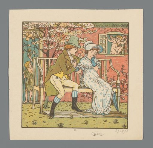 Boy and Girl on a Bench Before a House