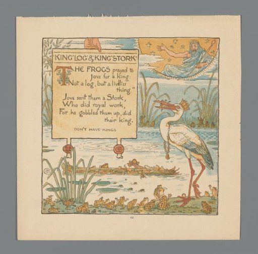 Heron and frogs by the water