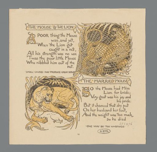 Lioness with a mouse and a lion in a net