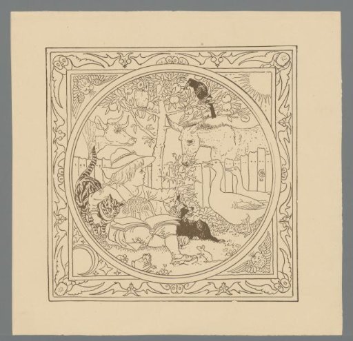 Boy in a garden with animals