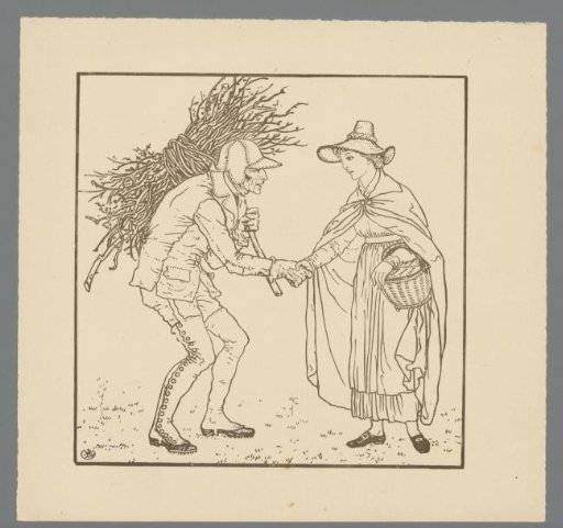 Woman and woodcutter shaking hands