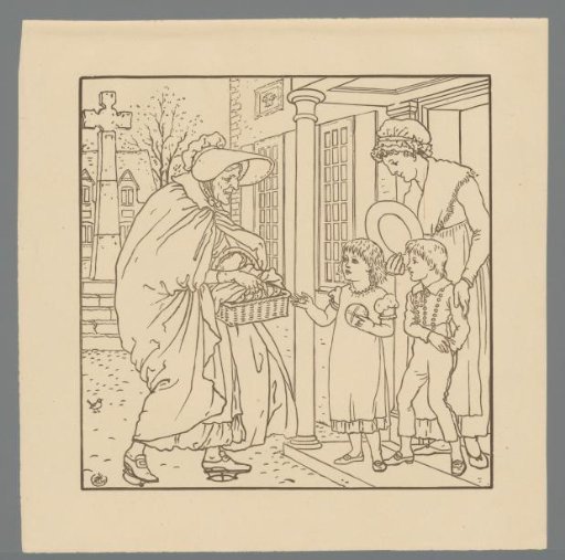 Saleswoman at a house with woman and two children