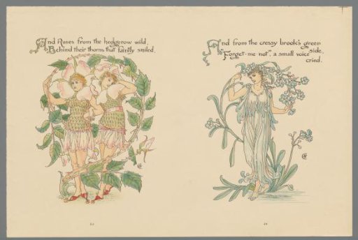 Three figures in flower costume