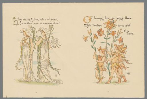 Five figures in flower costume