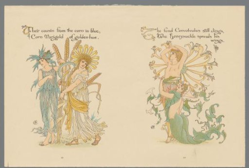 Four figures in flower costume