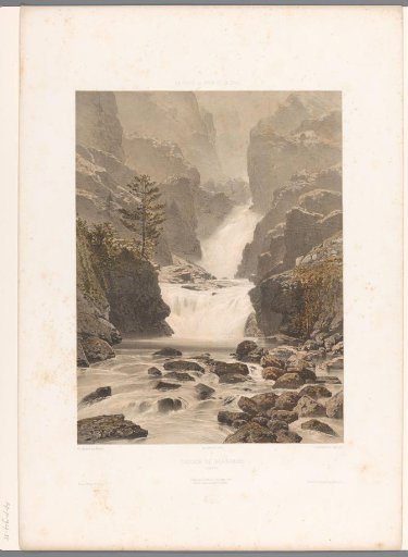 View of the Barberine Waterfall near Vallorcine