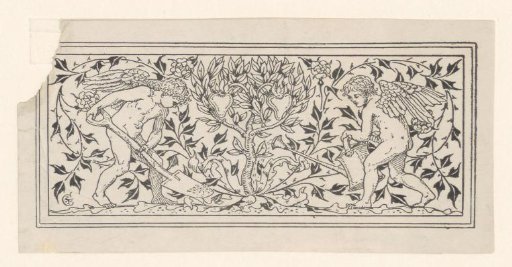 Two putti tending a tree
