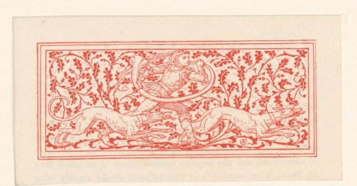 Man with a horn and two hunting dogs