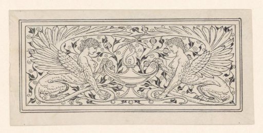 Two sphinxes at a lamp