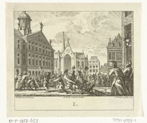 Uprising at the funeral of Daniël Raap on the Dam in Amsterdam in 1754