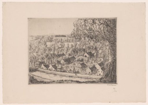 View of a village on a canal