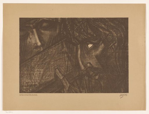 Christus met kruis en huilende vrouw