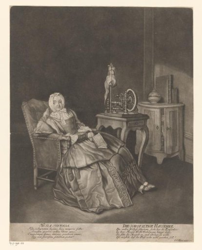 Seated Woman with a Book beside a Spinning Wheel