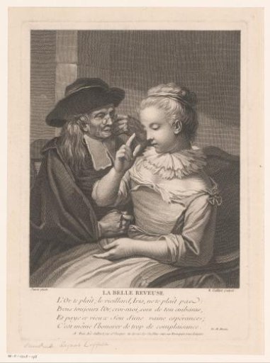 Old man with a purse making a proposal to a young woman