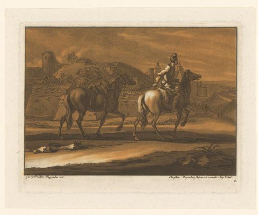 Rider leading a horse