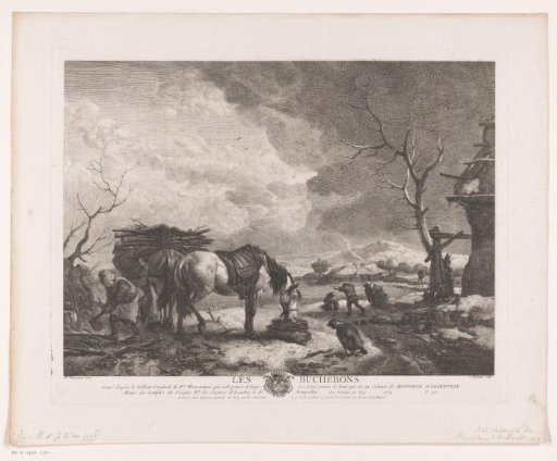 Woodcutters in a winter landscape