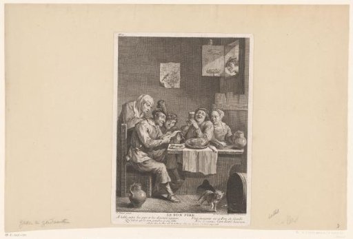 Tavern Interior with a Reading Man at a Table with Other Figures