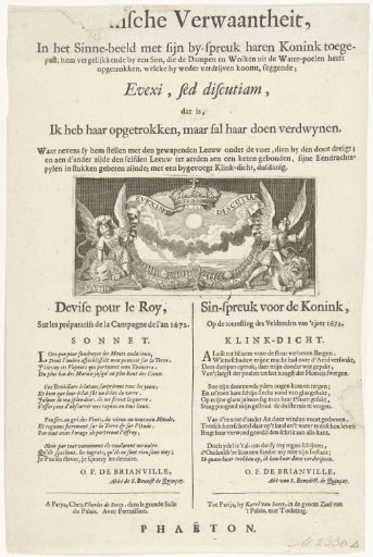 French Allegory in Which Louis XIV Compares Himself to the Sun, 1672