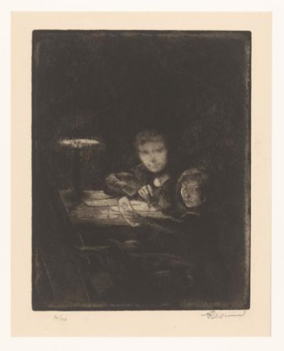 Children Drawing in Dim Light