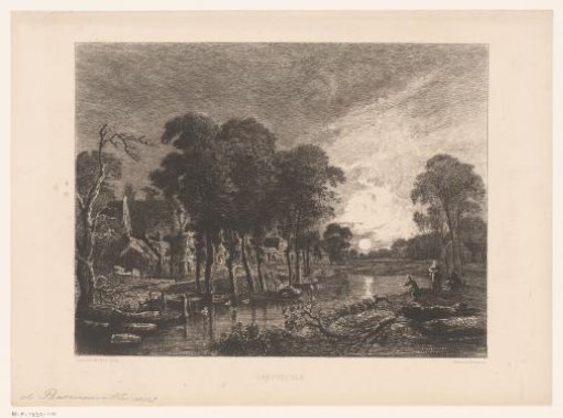 River landscape by moonlight