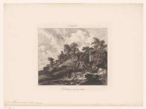Hilly landscape with a castle and a farmhouse