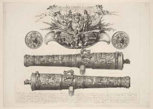 Rear and side view of two cannons by Benningh