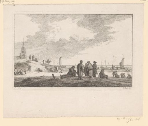 View of the church and beach of Scheveningen