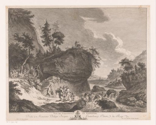 River Landscape with Figures by a Rock