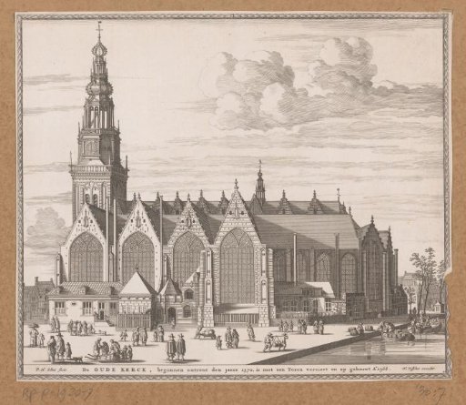 View of the Old Church in Amsterdam from the Oudezijds Voorburgwal