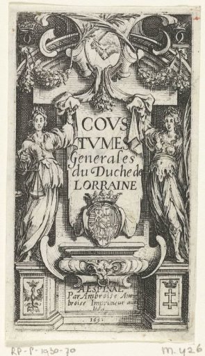 Title page of the book 'Coustumes Generales du Duche de Lorraine'